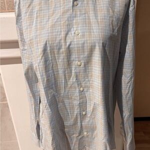 Original Penguin Light Blue and Tan Plaid Shirt size 16 neck-worn once.